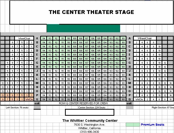 Whittier Center Theater Seating Chart