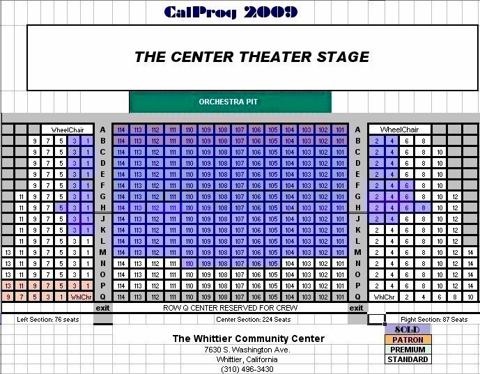 Whittier Center Theater Seating Chart