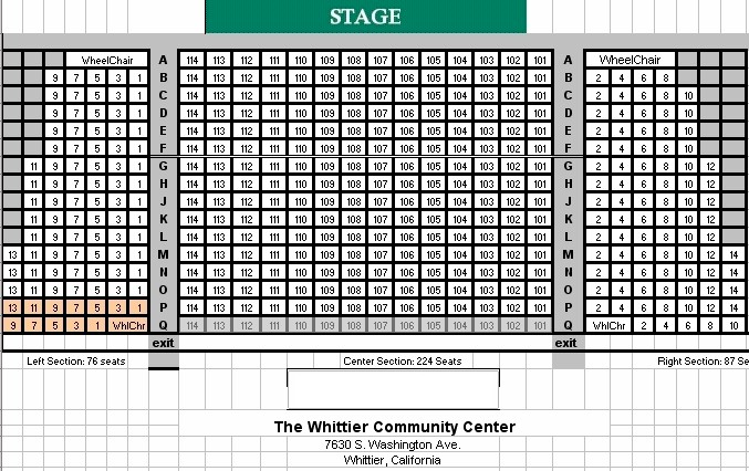 Whittier Center Theater Seating Chart